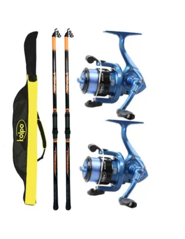 Kit Pesca Due Canne Surf Due Mulinelli Kolpo Porta Canne Kit da pesca Kolpo