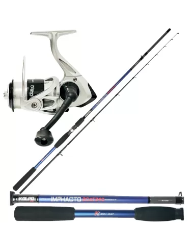 Kolpo Combo Pesca dalla Barca Con Canna 2.40 mt 250 gr Mulinello 6000 con Filo Kit da pesca Kolpo