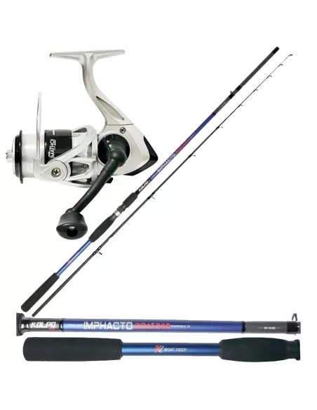 Kolpo Combo Pesca dalla Barca Con Canna 2.40 mt 250 gr Mulinello 6000 con Filo Kit da pesca Kolpo