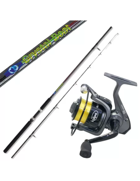 kit Bolentino Canna Crystal Boat Mulinello Nanga Kit da pesca Zun Zun