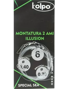 Trave Montatura da Pesca Due Ami Surfcasting Bolentino Kolpo Ami legati Kolpo
