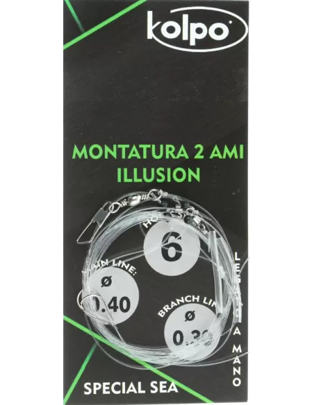 Trave Montatura da Pesca Due Ami Surfcasting Bolentino Kolpo Ami legati Kolpo