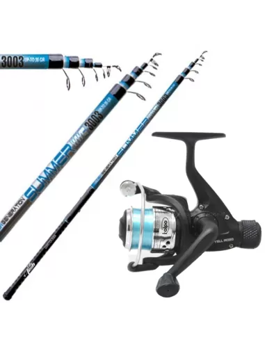 Combo Pesca Bolognese Canna Lambata con Mulinello Kit da pesca Dip