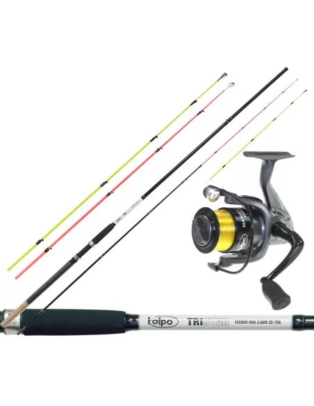 Combo Pesca Feeder Canna Tristar Mulinelo Nanga Kit da pesca Kolpo