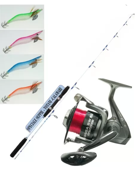 Kit Pesca alle Seppie Totani e Calamari con Canna Mulinello Filo e Totanare  Kit da pesca Kolpo