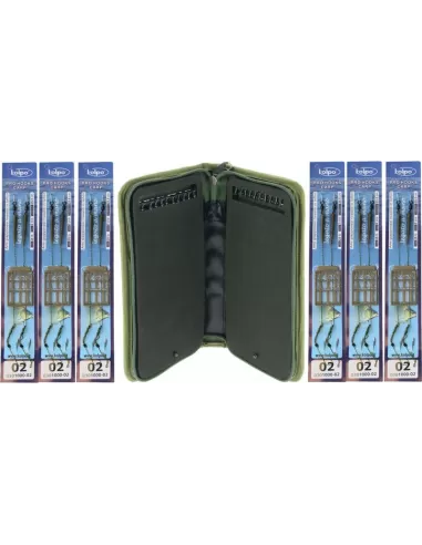 Kit Porta Rig Kolpo con 12 Ami Legati a Mano Carpfishing Kolpo