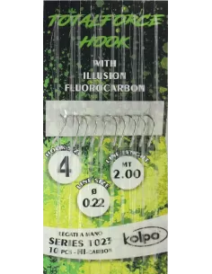 Ami Legati a Mano Con Fluorocarbon 1023 TotalForce Kolpo Camole Lombrichi Mais Bigattino Ami legati Kolpo