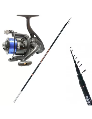 Kit Combo Canna Pesca 25 g Bombarda Mare in Carbonio Mulinello Arya Kit da pesca Kolpo