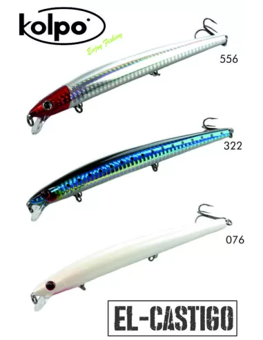 Kit 3 Artificiali Long Jerk El-Castigo Kolpo Floating 155mm 21 gr Kit da pesca Kolpo