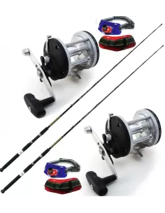 Combo Traina 2 Canne 12-25 lb 2 Mulinelli 2 Cinture da Combattimento Kit da pesca Kolpo