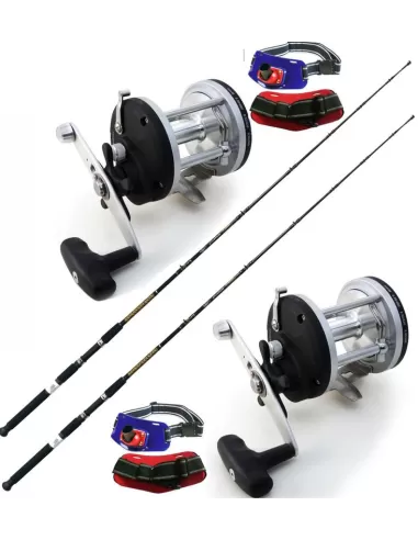 Combo Traina 2 Canne 12-25 lb 2 Mulinelli 2 Cinture da Combattimento Kit da pesca Kolpo