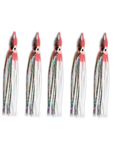 Lineaeffe Octopus da Pesca in Silicone Rosso Bianco 5 pezzi  Esche Artificiali Lineaeffe