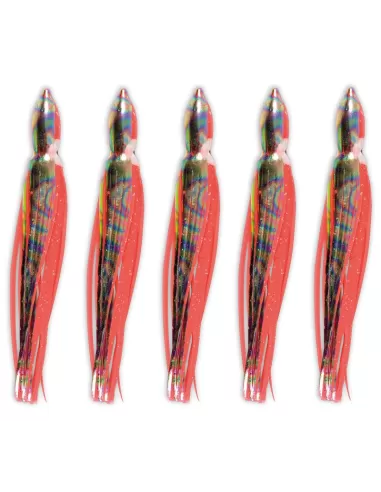 Lineaeffe Octopus da Pesca in Silicone Rosso 5 pezzi  Esche Artificiali Lineaeffe