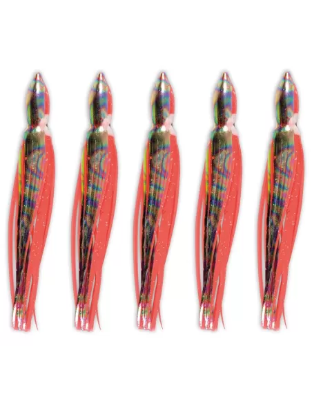 Lineaeffe Octopus da Pesca in Silicone Rosso 5 pezzi  Esche Artificiali Lineaeffe