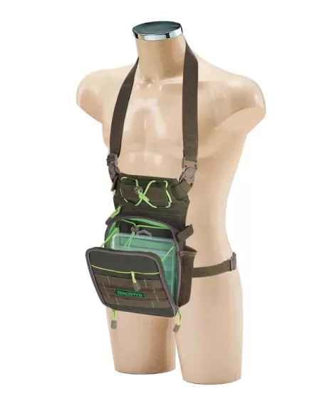 Tracolla con Borsa Rigida Porta Attrezzatura da Pesca Abbigliamento/stivali Akami