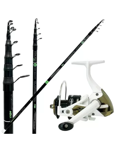 Combo Pesca Trota Torrente Canna Clandestina Adjustable Mulinello Solaris Kit da pesca Kolpo