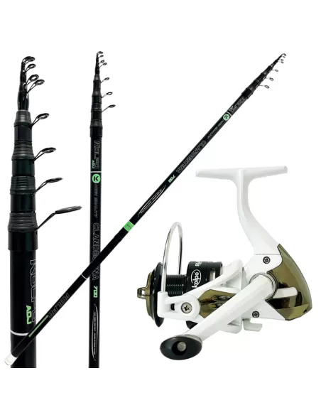 Combo Pesca Trota Torrente Canna Clandestina Adjustable Mulinello Solaris Kit da pesca Kolpo