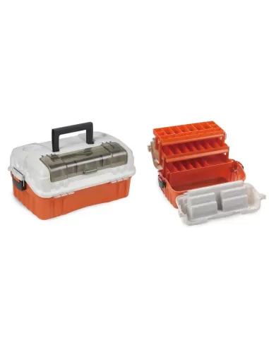 Lineaeffe Valigetta da Pesca con Tre Piani e Scoparto Trasparente 44x25x18 cm Cassette Pesca Lineaeffe