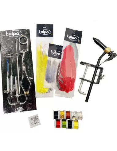 kit per la Costruzione di Mosche da Pesca a Mosca 29 pezzi Pesca a mosca Kolpo