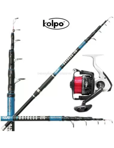 Kit da Pesca Bolentino Canna Fortress 80-200 gr Mulinello con Filo Kit da pesca Kolpo
