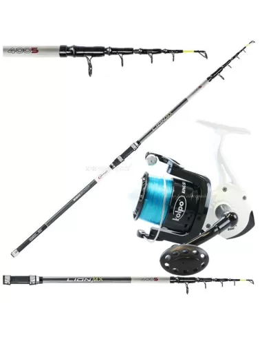 Kit da Pesca Surfcasting Canna Telescopica con Mulinello e Filo Kit da pesca Kolpo