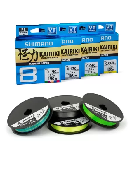 Shimano Braid Kairiki 150 mt sx 8 Capi Colore Yellow Fili da pesca Shimano