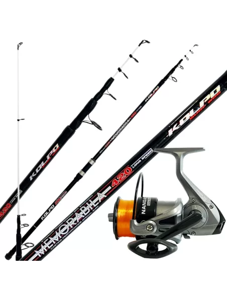 Kit Surfcasting Spiaggia Molo Canna Mulinello Filo Kit da pesca Kolpo