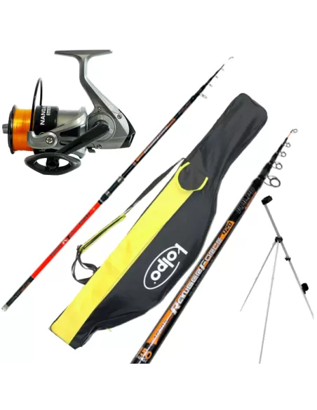 Combo Pesca Surfcasting Speciale Mormore Canna 4.20mt 150gr Mulinello Fodero e Monotripode Kit da pesca Kolpo