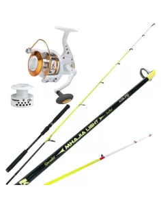 Kit Pesca Jig Canna Carbonio Mulinello Qr 6500 Kit da pesca Kolpo
