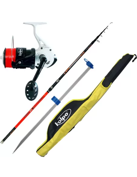 Combo pesca Surfcasting Camma 150 gr 4.20 mt Mulinello 8000 Filo Puntale e Fodero Kit da pesca Kolpo
