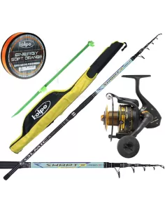 Colmic Kit Surf Canna Shapt 250gr Mulinello Fodero Puntale Filo Kit da pesca Colmic