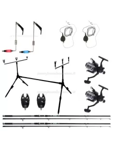 Carpfishing Kit 2 Rods 2 Reels 2 warning devices 1 Pod 2 Bite Indicator 2 Ready Frames