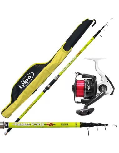 Combo Pesca Surfcasting Canna Mulinello Fodero Kit da pesca Kolpo