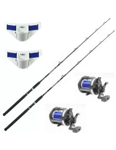 Kit pesca traina 2 canna 2 mulinello filo 2 cintura Kit da pesca Kolpo