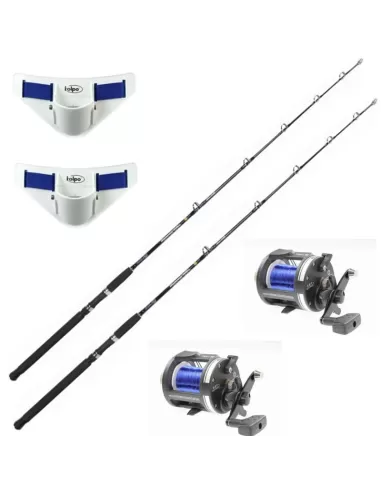 Kit pesca traina 2 canna 2 mulinello filo 2 cintura Kit da pesca Kolpo