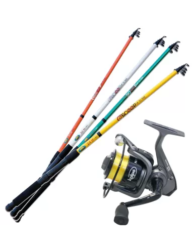 Combo Pesca Canna Scoop 2.40 mt Mulinello Kolpo Nanga Kit da pesca Kolpo