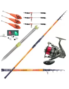 Kit Pesca Mare Canna 420 Mulinello Picchetto Travi piombi Filo Kit da pesca Sele