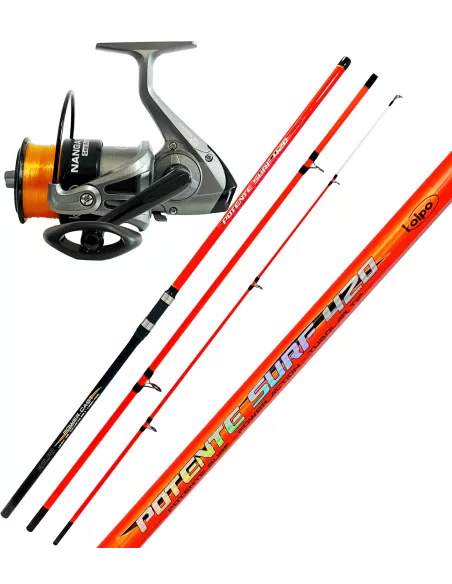 Combo Surfcasting Canna Potente 420 200gr Mulinello con Filo Kit da pesca Kolpo