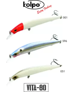 Kit 3 Artificial Minnow Vita Kolpo 80mm 6 grams Sinking 