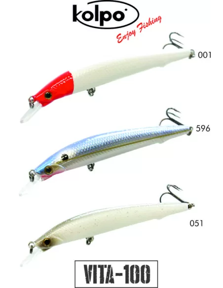 Kit 3 Artificiali Minnow Vita Kolpo 100 mm 11 grammi  Esche Artificiali Kolpo