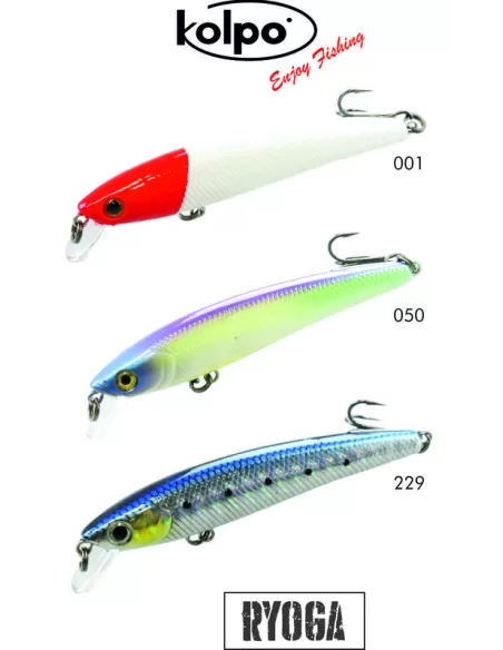 Kit 3 Artificiali Kolpo Jerk Bait Floating Ryoga 65mm 5 gr Esche Artificiali Kolpo