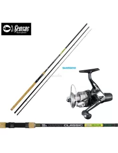 Combo pesca all' inglese Canna Sensas Mulinello Shimano Kit da pesca Shimano