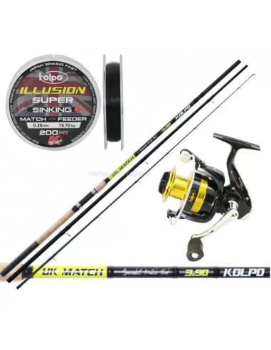 Kit Kolpo Pesca Inglese Canna e Mulinello 4 Cuscinetti Kit da pesca Kolpo