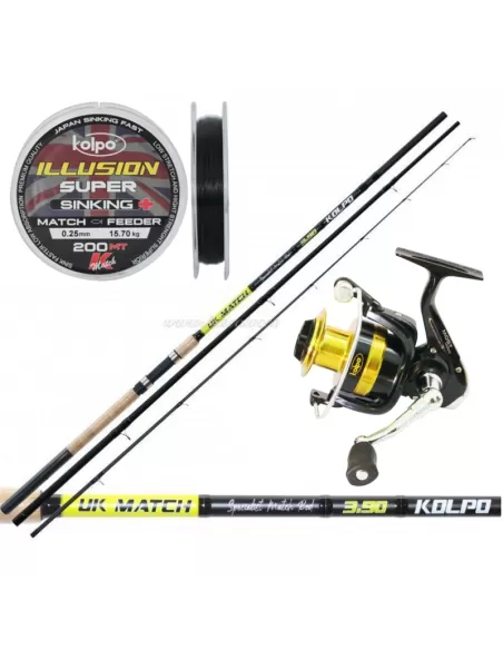 Kit Kolpo Pesca Inglese Canna e Mulinello 4 Cuscinetti Kit da pesca Kolpo