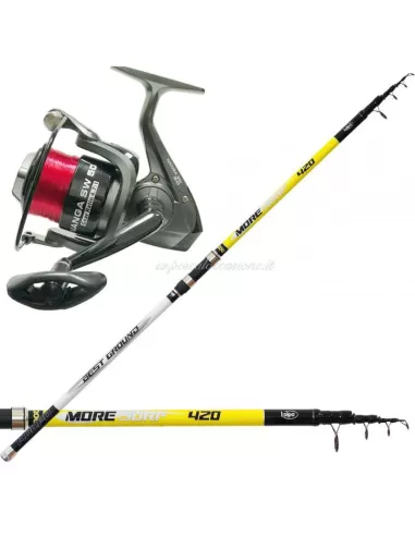Kolpo Combo Pesca Surfcasting Canna 200 gr Mulinello Nanga Kit da pesca Kolpo
