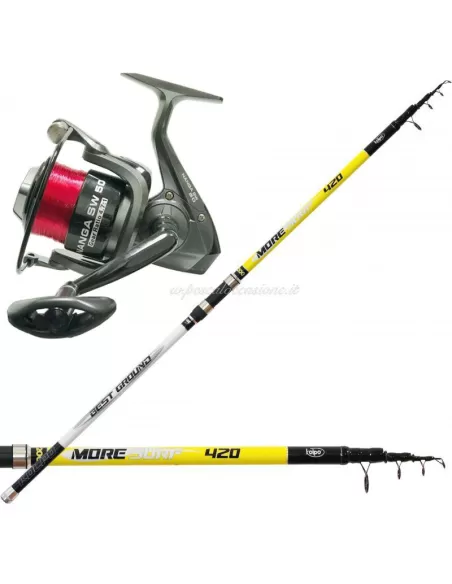 Kolpo Combo Pesca Surfcasting Canna 200 gr Mulinello Nanga Kit da pesca Kolpo