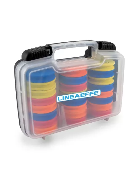 Lineaeffe Valigetta con 24 Avvolgilenza Neoprene Rotondi Ami da pesca Lineaeffe