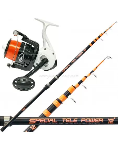 Kolpo Kit Pesca Surf Fondo Canna Telescopica Mulinello con Filo Kit da pesca Kolpo