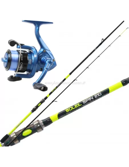 Kolpo Combo Pesca Spinning Canna 2,70 M In Carbonio Mulinello e Filo Kit da pesca Kolpo