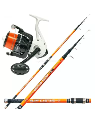 Kolpo Combo Pesca Surf Canna Carbonio Mulinello 8000 Kit da pesca Kolpo